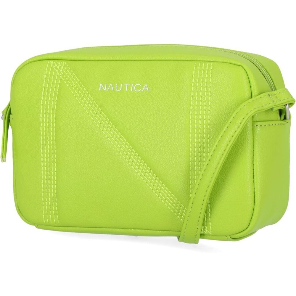 Women's Lime PU leather Candid Camera Adjustable Crossbody Bag